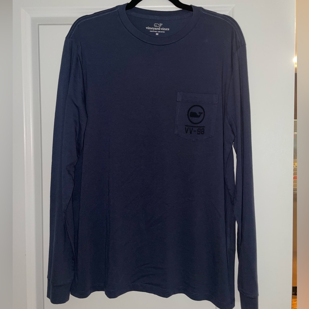 Vineyard Vines Blue long sleeve Tee with Whale Logo and VV-98